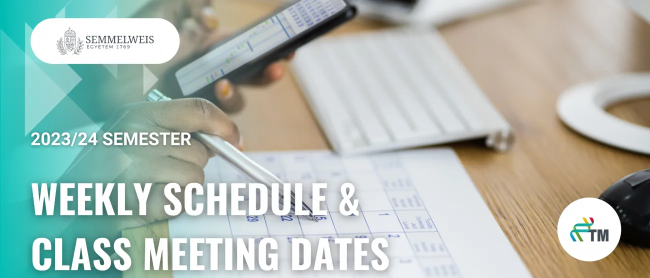 Weekly Schedule & Class Meeting dates
